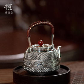 鹤鼎堂银壶于鹤系列福履急须錾刻龙章凤姿霰纹乳钉（银色）（缺货）