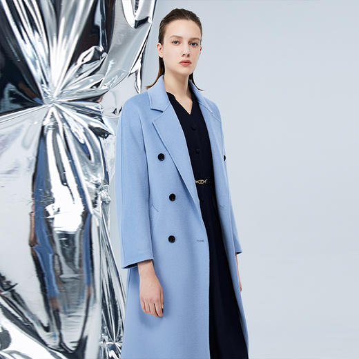 EITIE爱特爱冬季新款款通勤修身纯色中长款显瘦毛呢外套7614332 商品图2