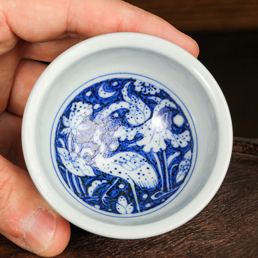 溪兰仰元-荷塘月色洒蓝杯 商品图3