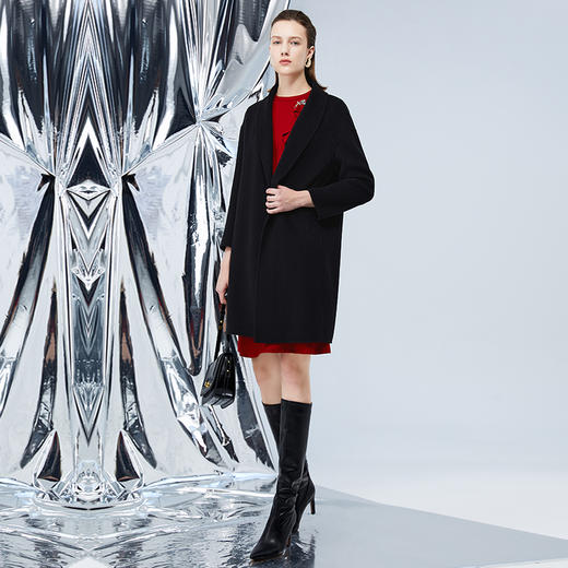 EITIE爱特爱冬装新款一粒扣中长款毛呢外套大衣7614308 商品图3