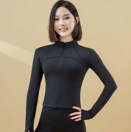 跃牌【瑜堂系列】高弹立领修身健身服显瘦瑜伽拼线上衣外套JYMW079 商品图1