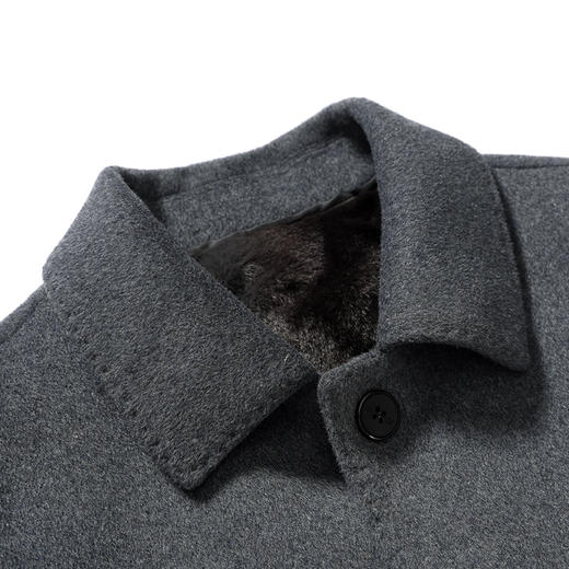 【可拆卸加绒内胆】【绵羊毛】【新款DXS】大依优型大码中长款翻领羊毛呢大衣外套商务夹克男宽松加肥加大码上衣胖子正装休闲 商品图9