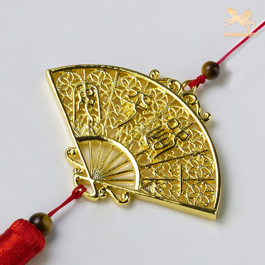 铜师傅《一路平安》真金鎏镀铜扇子挂件 家居装饰工艺品 书包挂件 商品图1