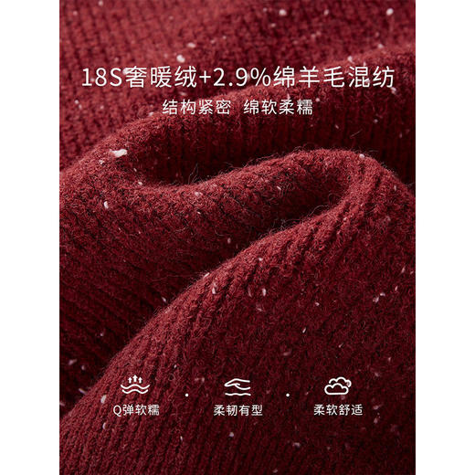 【专属特价】熙世界红色小香风羊毛针织外套女2025年新款秋冬撞色翻领开衫毛衣 商品图3