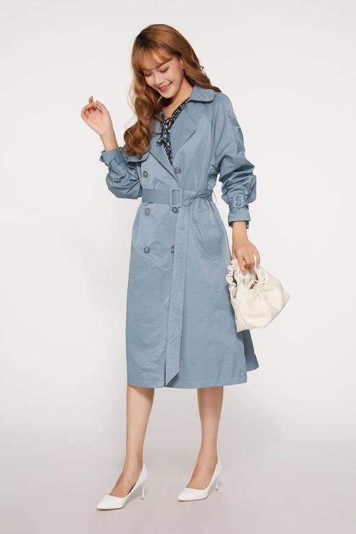 LNNNS 蓝色长款英伦风大翻领风衣 10115 商品图4