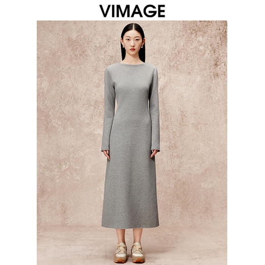 VIMAGE纬漫纪冬季新款气质修身显瘦高级长袖连衣裙V2207827 商品图5