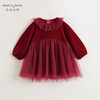 马克珍妮女童优雅丝绒网纱拼接连衣裙宝宝裙子2024秋冬新款241110 商品缩略图3