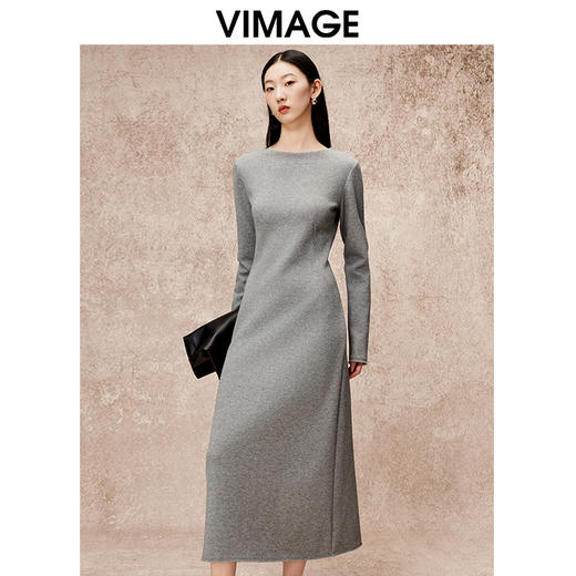 VIMAGE纬漫纪冬季新款气质修身显瘦高级长袖连衣裙V2207827 商品图3