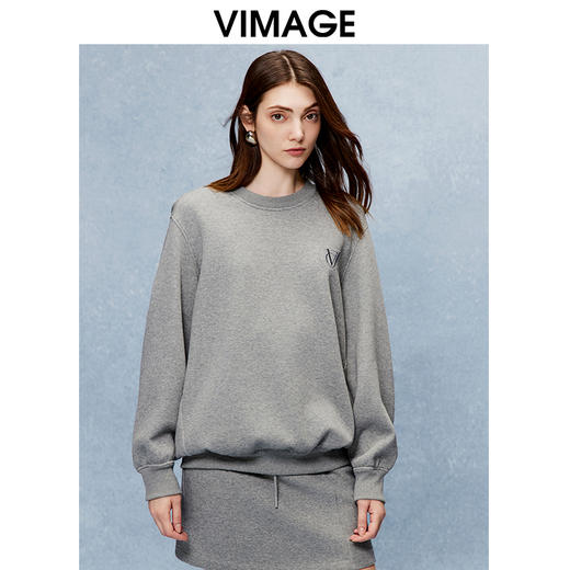 VIMAGE纬漫纪冬季新款时尚慵懒宽松落肩显瘦百搭卫衣上衣V2213831 商品图5