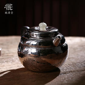 鹤鼎堂银壶于野系列大明锤目纹急须（银色）（缺货）