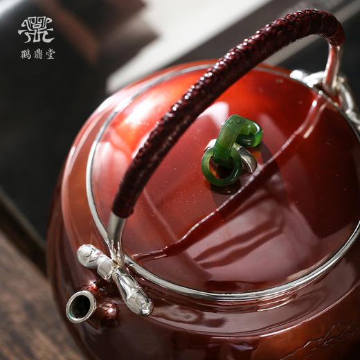 鹤鼎堂银壶于飞系列晨风汤沸錾刻湖光山色（铜包银）（缺货） 商品图1
