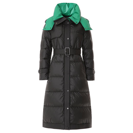 EITIE爱特爱冬季新款撞色收腰显瘦连帽加厚长款羽绒服女7611316 商品图5