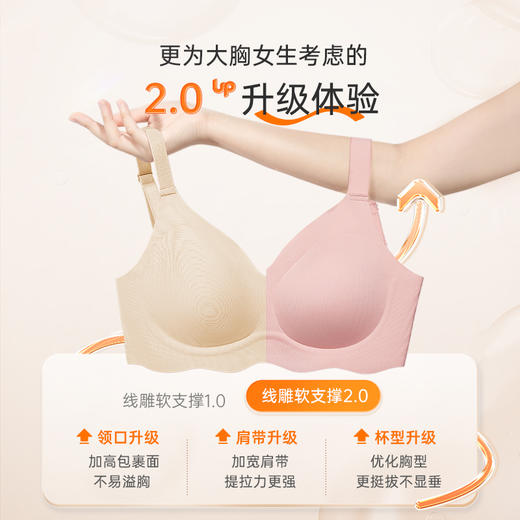 奶糖派无痕内衣线雕2.0胸大显小提拉聚拢防下垂文胸女无钢圈胸罩 商品图1