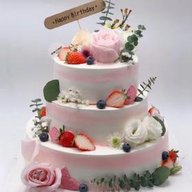 【鲜花创意蛋糕三层026款】