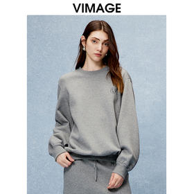 VIMAGE纬漫纪冬季新款时尚慵懒宽松落肩显瘦百搭卫衣上衣V2213831