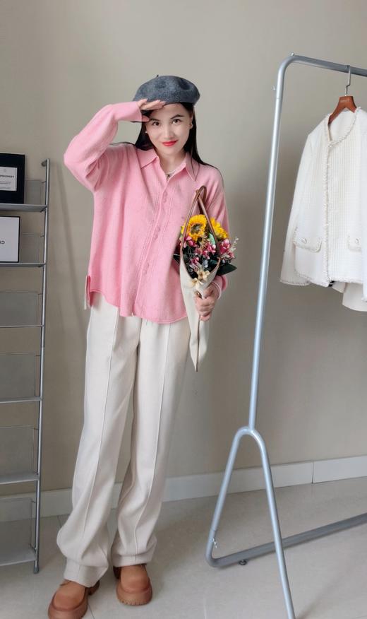 进口点子纱澳洲羊毛20羊绒衬衫式毛衣开衫 商品图13