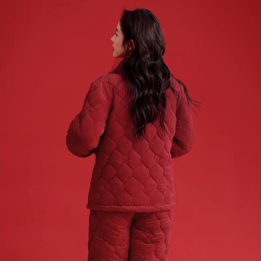 【预计2月6日左右发货】【品牌优选】芬腾珊瑚绒夹棉睡衣女士冬季三层加厚加绒保暖套装翻领开衫家居服 商品图3