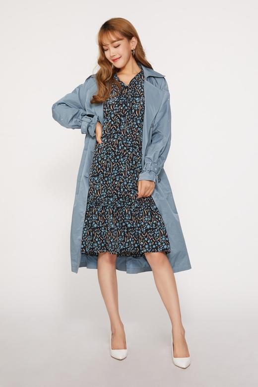 LNNNS 蓝色长款英伦风大翻领风衣 10115 商品图1