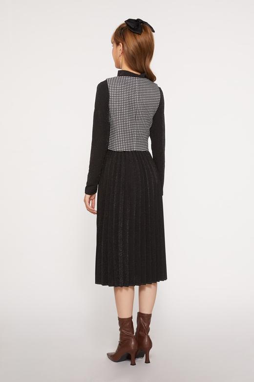Le Malene 黑白格纹压褶连衣裙套装 10110 商品图2