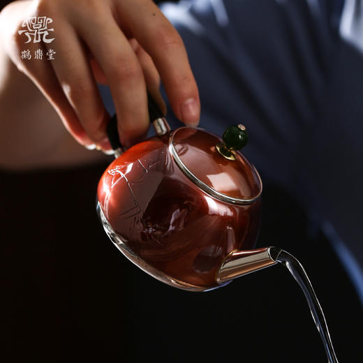 鹤鼎堂银壶于飞系列星言急须錾刻枝叶扶疏（铜包银）（缺货） 商品图1