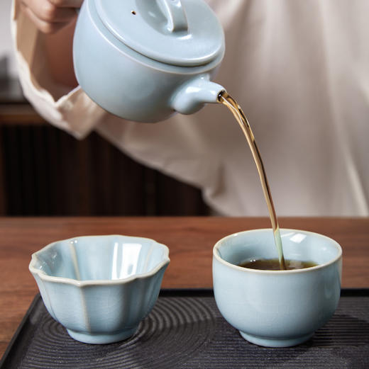 【故宫茶具】天青汝瓷主人杯莲花杯宝相杯罗汉杯茶杯礼盒 商品图3