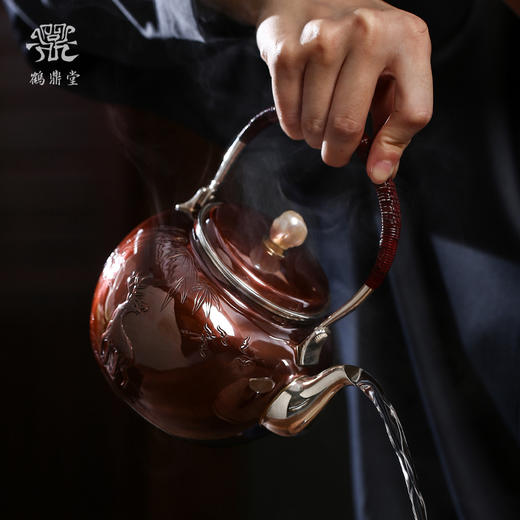 鹤鼎堂银壶于飞系列伊祜汤沸錾刻福禄高升（铜包银）（缺货） 商品图4