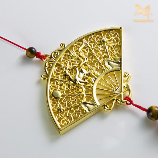 铜师傅《一路平安》真金鎏镀铜扇子挂件 家居装饰工艺品 书包挂件 商品图2