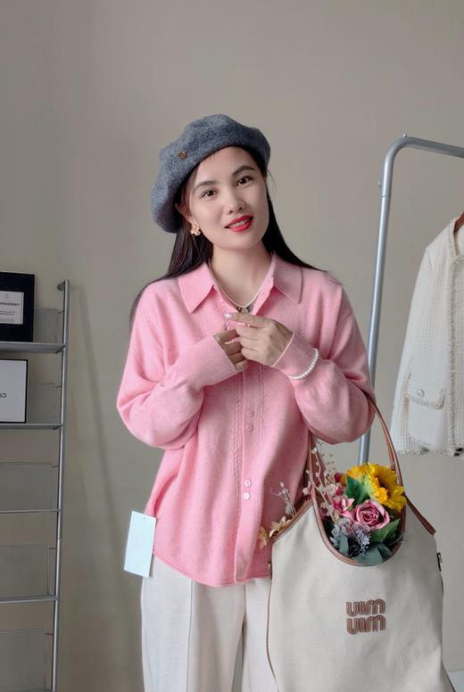 进口点子纱澳洲羊毛20羊绒衬衫式毛衣开衫 商品图8