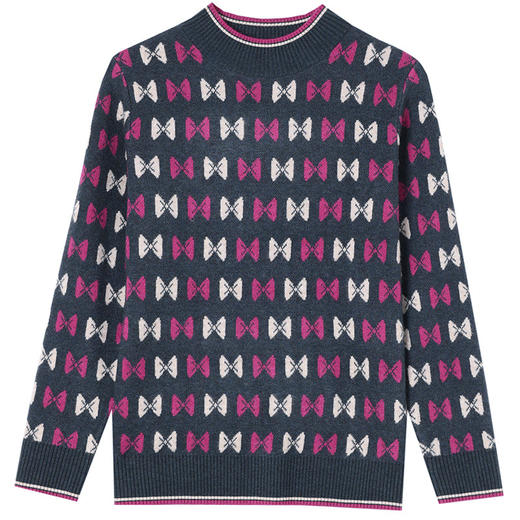 CC-103-79001半高领毛衣女2024年秋冬新款宽松提花上衣时尚洋气百搭休闲打底衫 商品图4