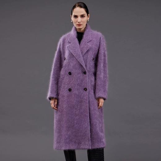 爆单！15天内发完「Lo*o Pi*na同款」红莲拉绒羊绒长款翻领大衣 白色/紫色/灰色 商品图1