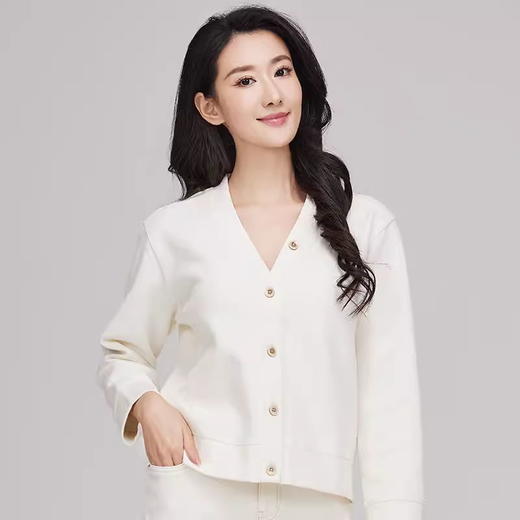 素道有机彩棉休闲简约白色外套 商品图4