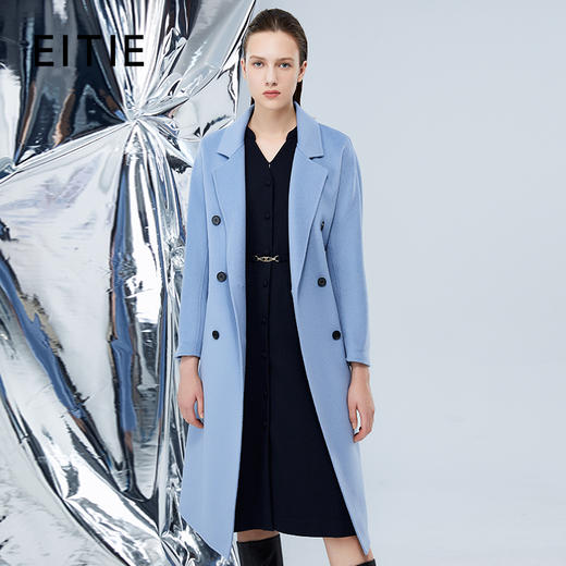 EITIE爱特爱冬季新款款通勤修身纯色中长款显瘦毛呢外套7614332 商品图0
