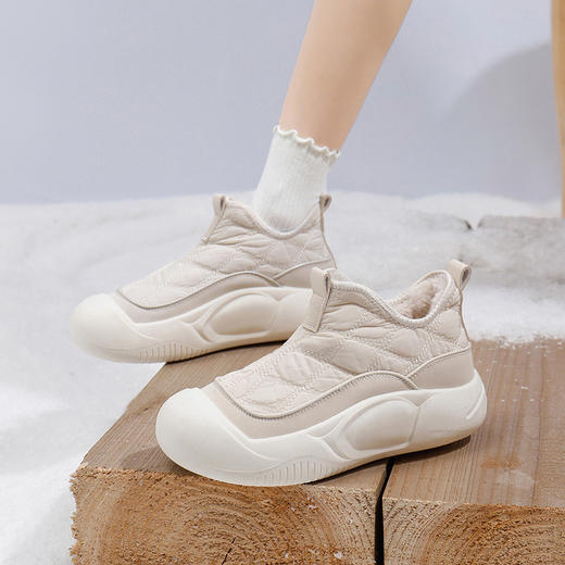 【女鞋棉鞋冬季新款】加绒百搭女学生潮保暖厚底休闲雪地靴 圆形鞋头设计 贴合脚型 商品图1