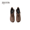 西村名物2024秋冬新款软底真皮粗跟圆头舒适系带短靴女休闲时装靴X24DS47711 商品缩略图3