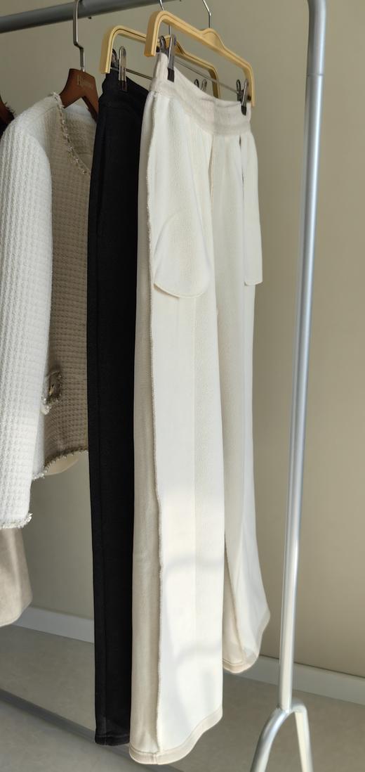 秋冬加绒含小羊羔毛暗纹松紧腰直筒暖暖裤 商品图13