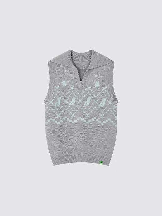 Mood Like Me/MMJ2402/猫咪提花翻领马甲背心 商品图4