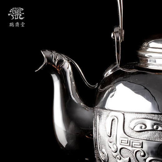 鹤鼎堂银壶于野系列思齐錾刻汤沸（银色）（缺货） 商品图1