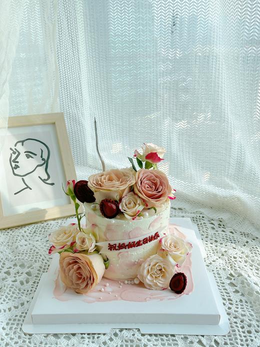 卡布奇诺鲜花蛋糕（文字可改，备注一下） 商品图0