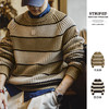 工装优选美式复古撞色菠萝条纹毛衣肌理感套头圆领打底针织衫男秋 商品缩略图0