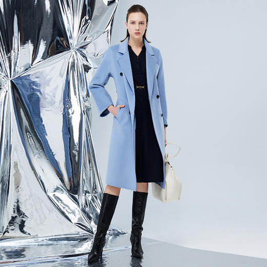 EITIE爱特爱冬季新款款通勤修身纯色中长款显瘦毛呢外套7614332 商品图1