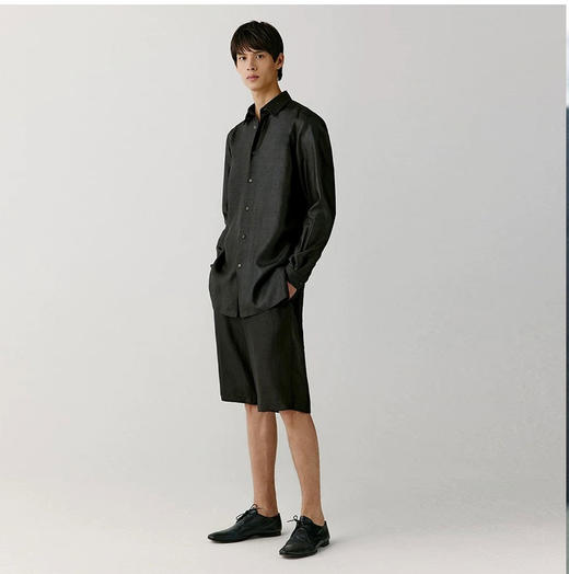 【顺丰包邮】80526 洛诗琳新款桑蚕丝黑龟纹香云纱翻领衬衫男1003 商品图1