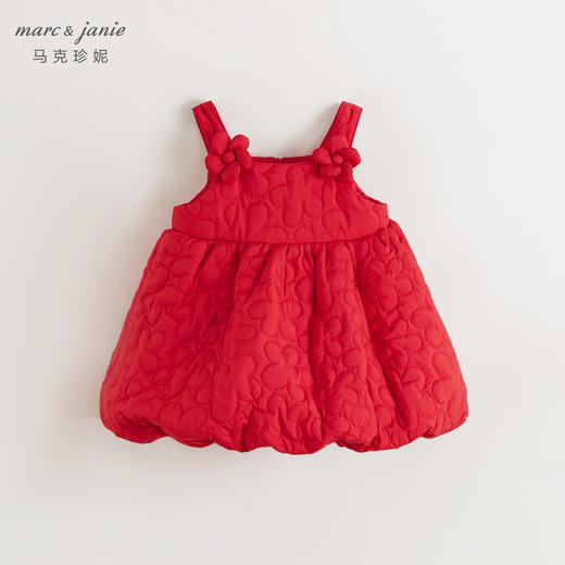 马克珍妮女童立体花朵绗棉花苞吊带裙2024年秋冬新款240962 商品图3