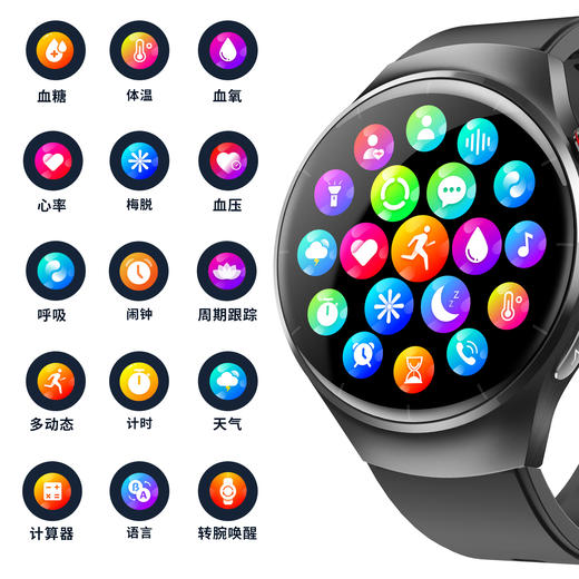 聚美戴多功能健康监测智能电话手表F600  高清大屏健康助手无创测血糖无线蓝牙通话 商品图3