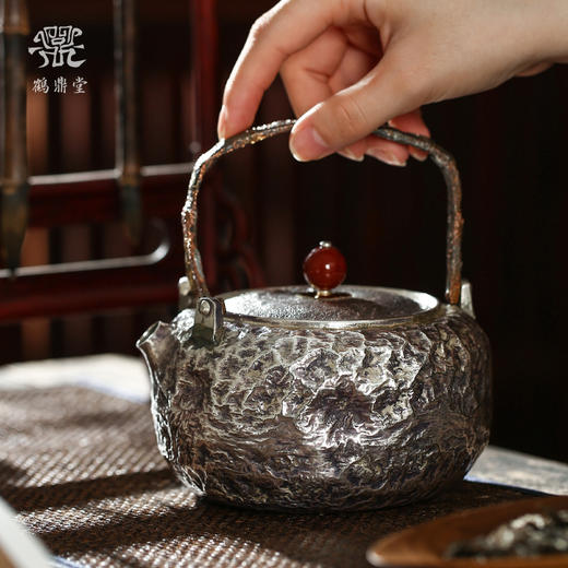 鹤鼎堂银壶于鹤系列望之汤沸搥岩纹（银色）（缺货） 商品图2
