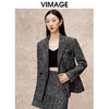VIMAGE纬漫纪麻面粗纺深灰色气质收腰显瘦西装外套冬季新款V2203816 商品缩略图2