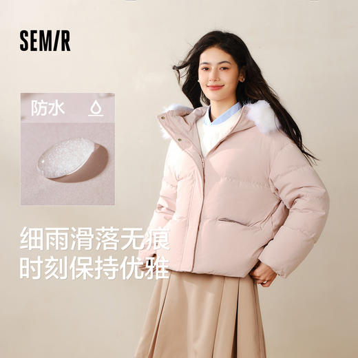 森马羽绒服女毛领连帽保暖简约百搭冬新款防水防风面包服宽松 商品图4