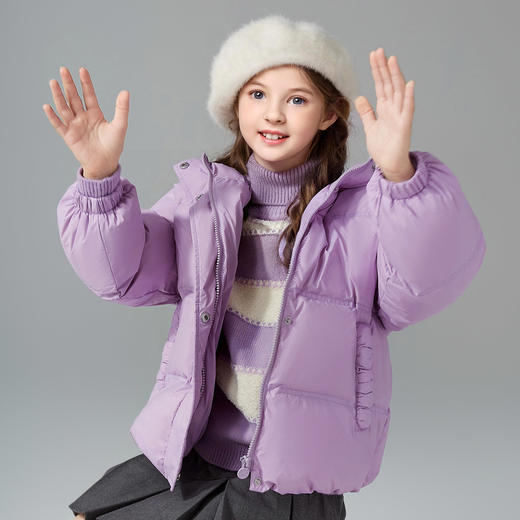 笛莎Deesha女童羽绒服2024冬季新款短款连帽面包羽绒服 商品图1