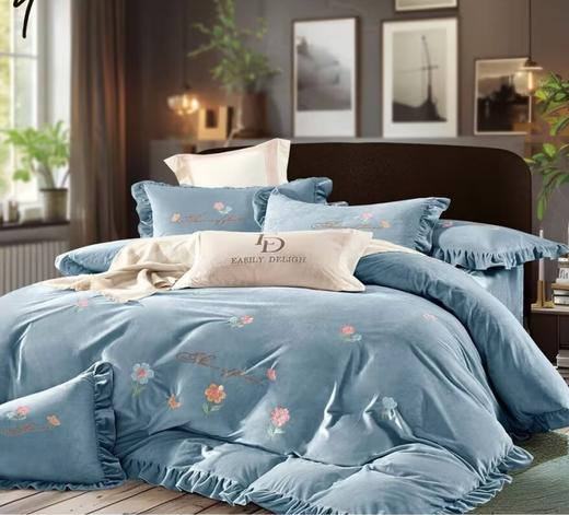 韩版花边蚕丝绒保暖刺绣四件套G117900049 商品图1