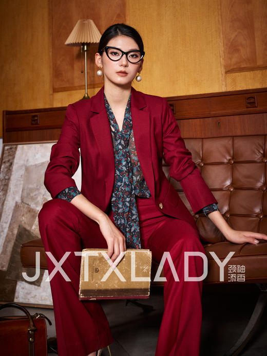 J83A2908颈袖添香春秋新款时尚正装网红小西装气质女职业装工装套装女装J83A2908 商品图0