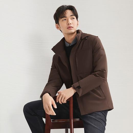 【白鸭绒】柒牌可拆卸帽羽绒服冬季2024新品暗纹提花男士保暖外套	127E70600 商品图1